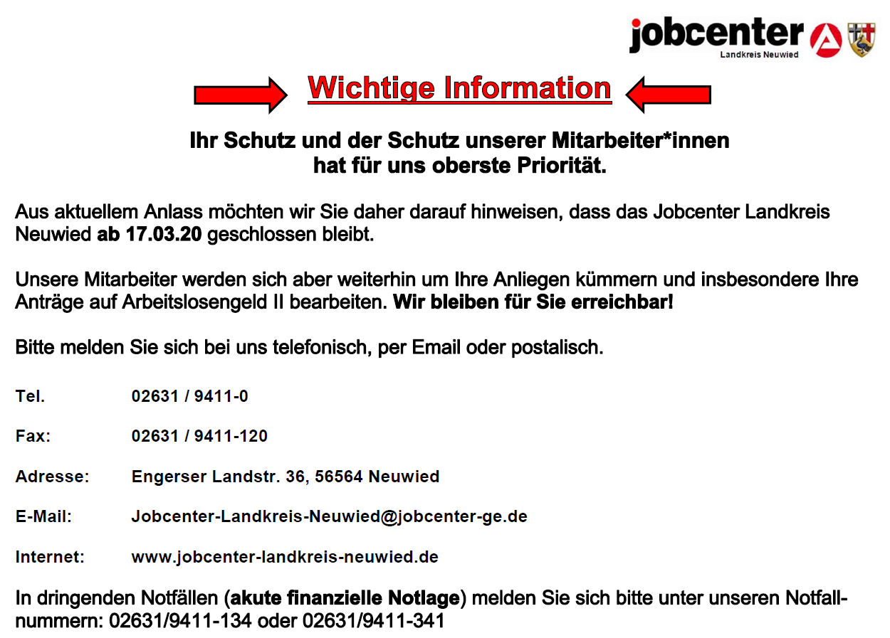 jobcenter landkreis neuwied geschäftsstelle linz